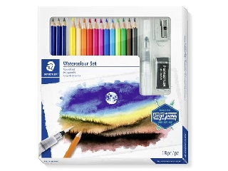 Akvarell ceruza készlet, ecsettel, radírral, hegyezővel, grafitceruzával, STAEDTLER® 