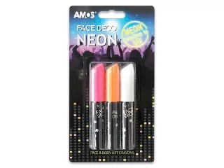 Amos: 3 darabos sötétben világító arcfesték - neon színekben