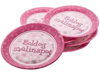 Születésnapi  papírtányér Pink 23cm 6 db /cs 