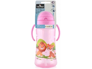 Baby Care Szafari szívószálas sportitató 330 ml - pink