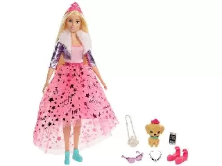 Barbie: Hercegnő kaland - Szőke hajú baba kiskutyával