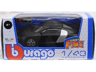 Bburago Street Fire 1:43 Audi R8 Fekete-ezüst