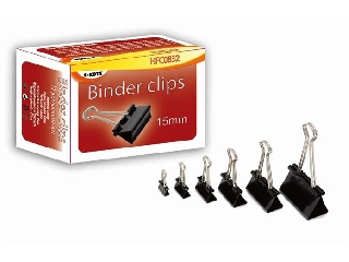 Bindercsipesz, 15 mm, fekete, 12db/csomag