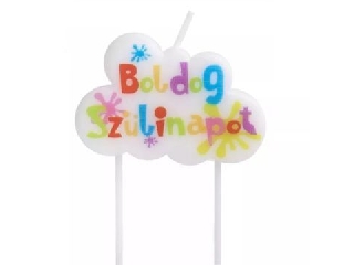 Boldog szülinapot felhőgyertya - 10 cm