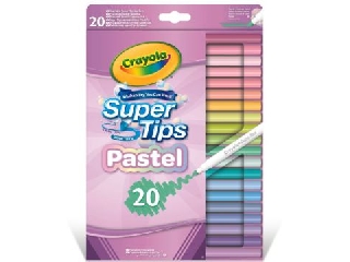 Crayola: SuperTips kimosható filctoll készlet, pasztell - 20 db-os