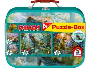 Dinoszauruszos puzzle box 2x60, 2x100 db 