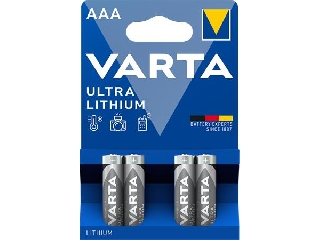 Elem, AAA mikro, 4 db, lítium, VARTA 