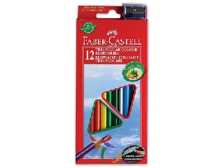 Faber-Castell: ECO háromszög alakú színes ceruza készlet - 12 db-os, ajándék hegyezővel