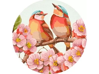 Festés számok szerint: Tavaszi madarak - 33 cm