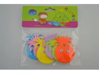 Filc polip 6db-os csomag vegyes színek mozgó szemekkel öntapadós 4,5x5,7cm