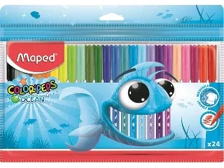 Filctoll készlet, 2 mm, kimosható, MAPED 24 darabos 