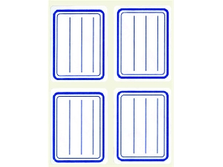 Füzetcímke, kék szegélyes, vonalas, 38x50 mm, 20 db, APLI