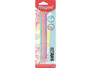 Grafitceruza radírral, HB, háromszögletű, MAPED