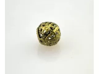 Gyöngy fém lyukacsos , bronz szín, d:0,7 cm, lyuk:0,1 cm, 50 db/csomag