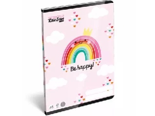 Happy Rainbow: Szivárvány mintás négyzetrácsos füzet, A5