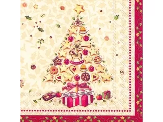 Karácsonyi szalvéta IHR  Csillag fenyőfa 33*33 cm 20 darab 3 réteg