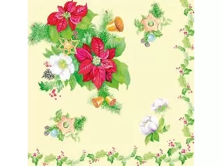 Karácsonyi  szalvéta Home Mikulás virág   33*33 cm 20 darab 3 réteg