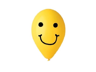 Léggömb, 30 cm, smiley, sárga