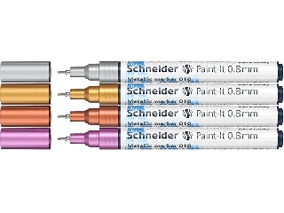 Metálfényű marker készlet, 0,8 mm, SCHNEIDER 