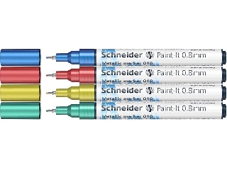 Metálfényű marker készlet, 0,8 mm, SCHNEIDER 
