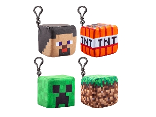 Minecraft plüss kocka kulcstartó 8 cm figurával, 4 féle