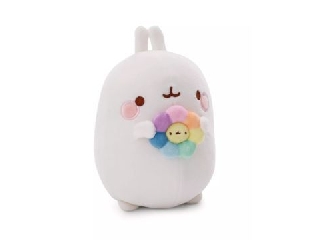 Nici: Molang, a nyuszi plüssfigura szivárványos virággal - 16 cm