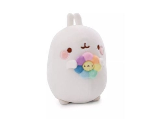 Nici: Molang, a nyuszi plüssfigura szivárványos virággal - 24 cm