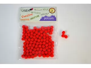 Pom-pon 10 mm 100db/csom piros