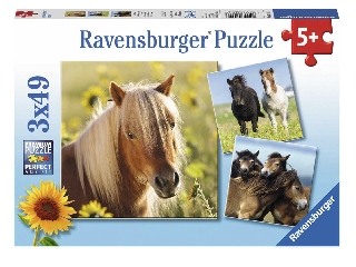 Puzzle 3x49db-os Szépséges lovak