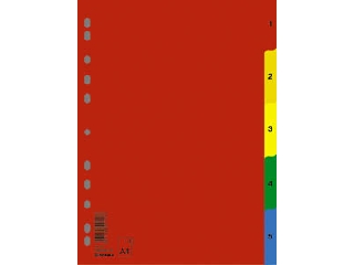 Regiszter, műanyag, A4, 1-5, DONAU, színes