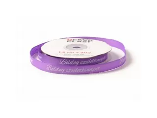 Ripsz szalag 1cm x18m lila - Boldog születésnapot