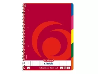 Spirálfüzet A4 / 100 lap, lyukasztott, perforált, regiszeteres, kockás