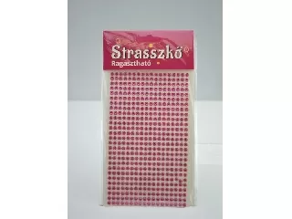Strasszkő ragasztható atm:4 mm, 27x18 cm, 486 db strasszlap,  rózsaszín