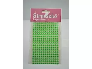 Strasszkő ragasztható átm 6 mm, 13x20 cm, 260 db strasszlap, 25 Világoszöld 