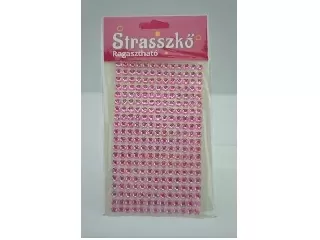 Strasszkő ragasztható átm 6 mm, 13x20 cm, 260 db strasszlap, 3, fáradt rózsaszín