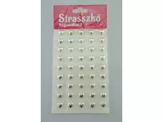 Strasszkövek ezüst szívecske 45 db/ív kicsi ragasztós 0,3x1,2x1,2cm