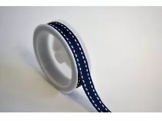 Szalag szatén oldalán szaggatott minta  1 cm széles 2méter/tekercs sötétkék 