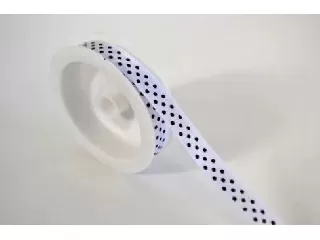 Szalag szatén pöttyös 1 cm széles 2méter/tekercs fehér/fekete 