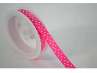 Szalag szatén pöttyös 1 cm széles 2méter/tekercs rózsaszín 