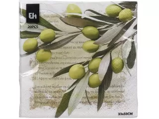 Szalvéta 33x33 cm 20 db/cs - EH 3 rétegű Zöld olivabogyó