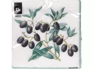 Szalvéta 33x33cm 20db/cs - EH 3 rétegű Fekete olivabogyó 