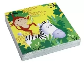 Szalvéta 33x33cm 20db/csom 3 rétegű Riethmüller Dzsungel és Szafari állatai