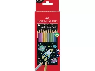 Színes ceruza készlet, hatszögletű, FABER-CASTELL, 10 különböző metál szín