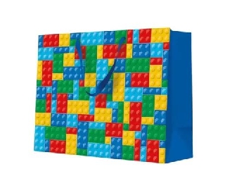 Színes LEGO kockák ajándéktasak - 33,5 x 26,5 cm, horizontális