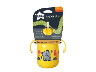 Tommee Tippee itatópohár - Superstar Training Straw Cup szívószálas 300ml 6hó sárga