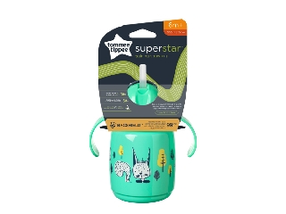 Tommee Tippee itatópohár - Superstar Training Straw Cup szívószálas 300ml 6hó zöld