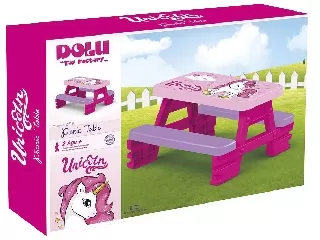 Unikornis piknik asztal paddal - 71 x 77 x 43 cm