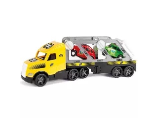 Wader: Magic Truck Action retro autószállító kamion kisautókkal - 79 cm