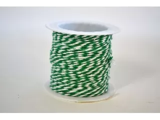 Zsinór 1 mm, 100% pamut ,10 méter /tekercs zöld-fehér